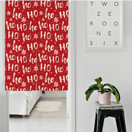 DUNXDECO Door Partition Curtain Kitchen Half Short Cortinas Hot Christmas Winter Flower Red Heavy Linen Look Fabric Rideau Decor