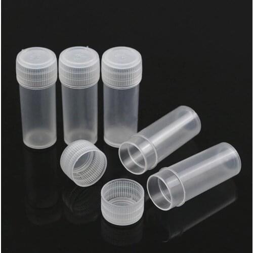 5ml Plastic Sample Bottles Mini Clear Storage Vials Case Pill Capsule Storage Containers Jars Test Tube Pot For Lid