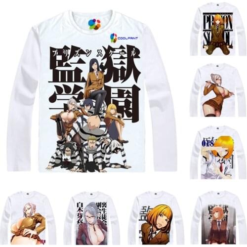 Prison School T-Shirts Multi-style Long Sleeve Hip Hop Shirts Meiko Shiraki Hana Midorikawa Cosplay Motivs Anime Shirt Men
