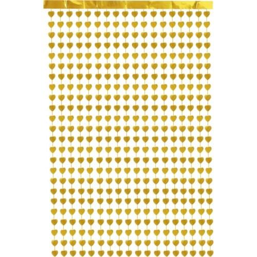 Heart Garland Hearts Gold Silver Curtain with Adhesive Tape 1M Wedding Party Decoration Wall Party Supplies Christmas Xmas