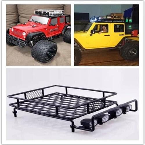 GWOLVES 1/10 RC car Rock Crawler Rally metal Luggage Rack with 4LED high brightness Light for CC01 CR01 D90 AXIAL SCX10 90046