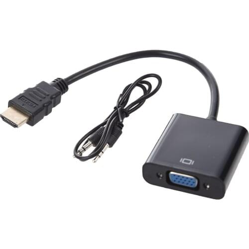 HDMI to VGA converter adapter + 3.5 mm audio jack full HD 1080P black