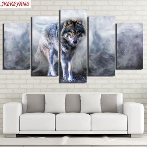 Full Square/Round Drill 5D DIY diamond painting 5pc Wolf Pictures mosaic Diamond Embroidery Wall Arts J1775