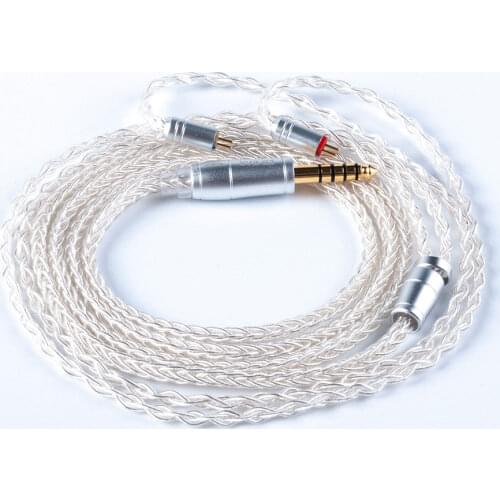 KB EAR 8 Core Upgraded Silver Cable 2pin/MMCX/QDC With 2.5/3.5/4.4 Earphone Cable For A10 C10 ZS10 ZST IM2 X6