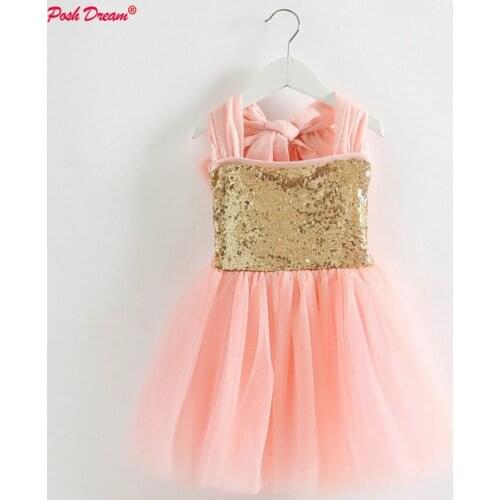 Summer Girls Shining Dresses for Kids Wrap-around Halter Gauze Princess Dress Children Sequin Sleeveless Dress Toddler Baby