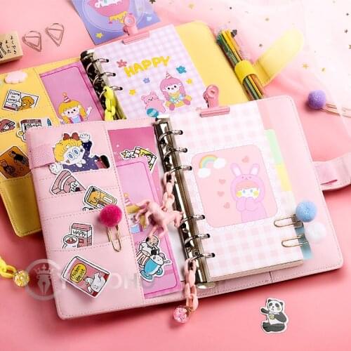 Fashion 120pcs/set Magic Girl Sakura PU Cosplay Anime Diary Loose-leaf Binder Spiral Notebook Agenda Plan Journal A6