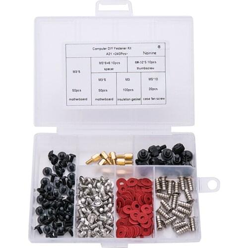 240Pcs Computer PC Repair For Motherboard PC Case CD-ROM Notebook Riser Fiber Screw Washer Tool Set