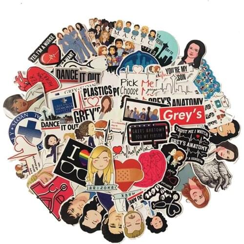 10/30/50PCS Doctor Gray Luggage Sticker Car Sticker Trainee Nurse Electrocardiogram Gray Trend Exterior Body Sticker Wholesale