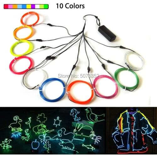 Night Club Party Decor Neon Glow LED Cable Rope Tube 3.2mm Waterproof EL Wire Car Decor Flexible Neon LED Light Shoes Events DIY
