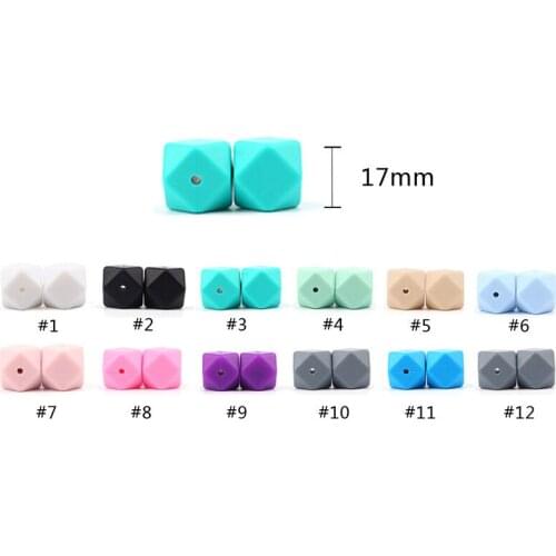 New 10Pcs/Set 17mm Hexagon Silicone Beads Baby Teether Eco-friendly BPA Free Baby Teething Pacifier Chain Beads Baby Product