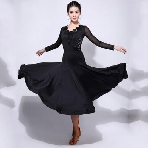 Popular Ballroom Dress Two Wear Dress Dance Competition Black Waltz Dress Tango Dancing Clothes Adult Ballroom Dress VDB1319