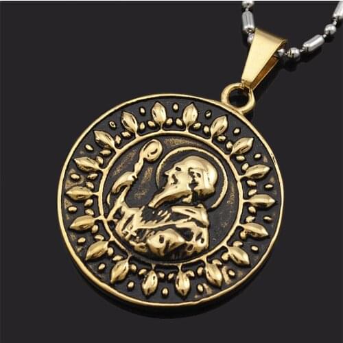Dolaime Charm Retro Sage Round Pendant Necklace Man 2017 New Style Stainless Steel Accessory Jewelry For Men GP125