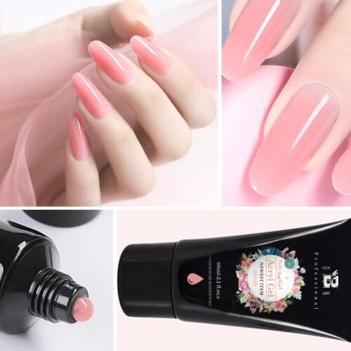 BOZLIN Poly UV Gel Polish 60ML Acrylic 12 Color For Extension Color Nail Gel For Quick Builder Nails Art Painting Gel Varnish