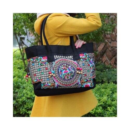 Hot Vintage Embroidery Trave Casual Totes!Nice Multi Floral Embroidered Lady Canvas Shoulder&Handbags All-match Canvas Carrier