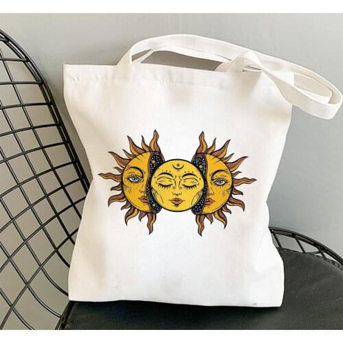 Devil Sun Myth Printing Casual Harajuku Female Shoulder Canvas Bag Ins Large Capacity Tote Fashion Reusable Ladies Shopping Bags