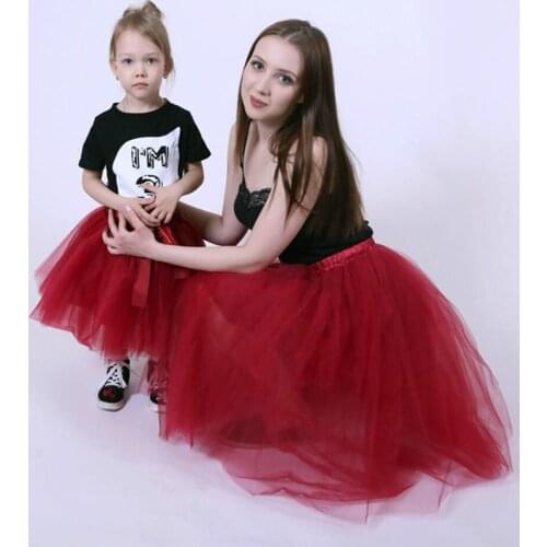 Midi Mesh Fluffy Soft Tulle Tutu Skirts For Mommy and me tulle skirt Outfits Mother Daughter Tulle Jupe Clothes Costume