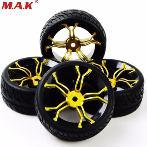 RC car tires rubber tyre&wheel rim model toys 4pcs tires and wheels for HSP HPI RC 1:10 flat racing on road car PP0150+MPNKG