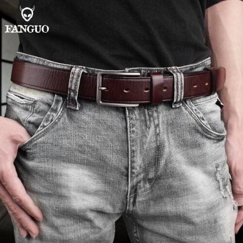 Handmade High Quality Genuine Leather Pin Buckle Belts Jeans Leather Belt For Men Classic Retro Womens Belt Strong Flexible