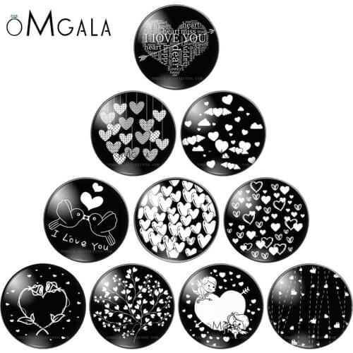 Simple Heart Shape love symbol10pcs mixed 12mm/18mm/20mm/25mm Round photo glass cabochon demo flat back Making findings For Gift