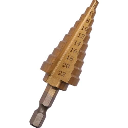Drill Bit for Metal High Speed Steel Wood Hole Cutter Step Cone 4-22 mm HSS Titanium Coated Step Drilling Tools