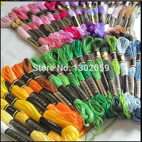 Choose Any Color Room Total 50 Skeins Of Thread+10 Pieces of Needle Cross Stitch Embroidery Thread Yarn Floss Similar DMC