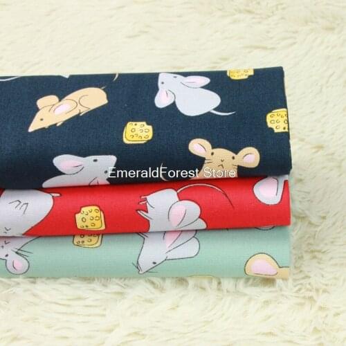 High quality thick cotton cloth, cute rat print cloth, hand DIY gold wrapped fabrics pure cotton 90cmx110cm