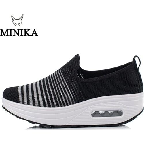 Fitness Wedge Shoes For Women Summer Hollow out Swing Shoes Women Sneakers Damping Fashion Casual Shoe Brand Minika Summer 2021