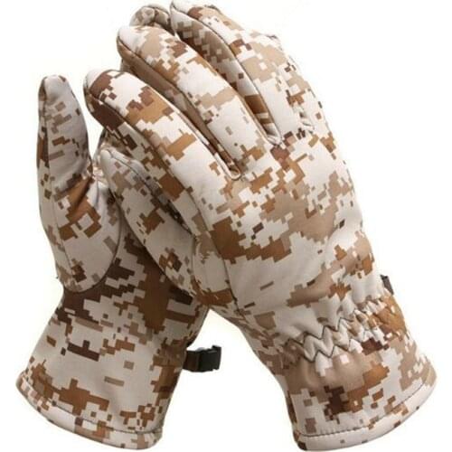Winter Fleece Warm Waterproof Windproof Full Finger Gloves Men Outdoor Riding Climbing Hunting Soft Shell Wearproof Camo Mittens