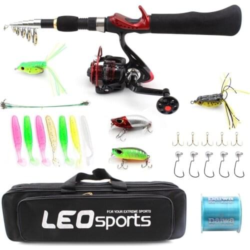 1.65M Telescopic Fishing Rod Reel Combo Full Kit Gear Spinning Reel Line Lures Hooks Bag Travel Fishing Tackle