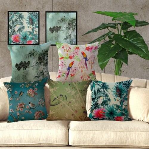 1 piece Fashion Painting Pastoral Bird Pattern Seat pillowcase cover Decorative Home Chair Throw Pillow Case 45*45cm A1043