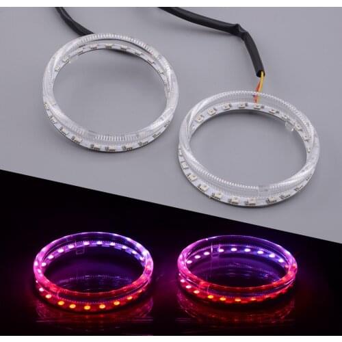 2pcs Universal Car RGB LED Angel Eye Ring Halo Lights Lamps DRL Headlight Bluetooth APP Control 9V-32V 95mm 2.5A