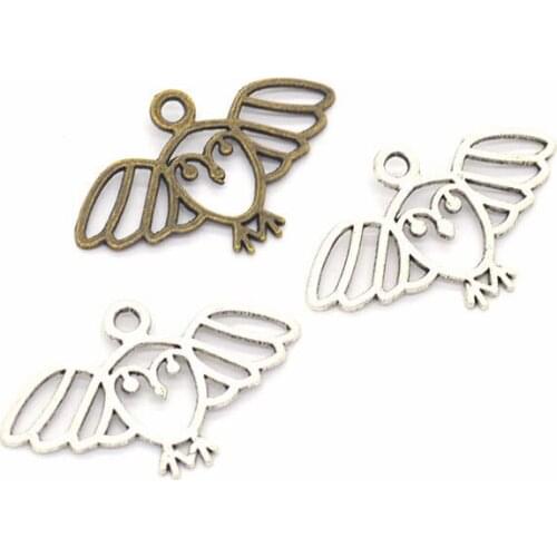 New 30pcs Fashion gifts vintage hollow owl alloy charms DIY making bracelet necklace jewelry accessories Animal Pendant series