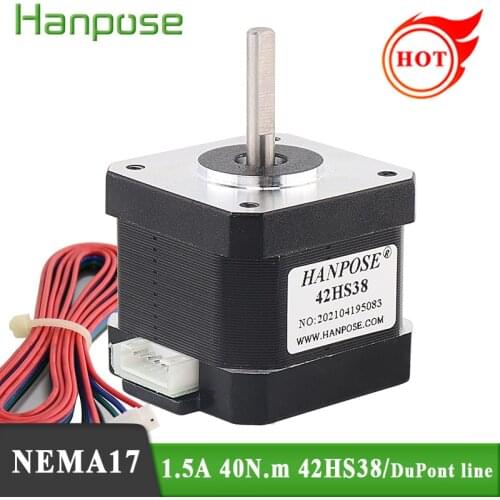Free Shipping 3D printerNema17 Stepper Motor 40N.CM 38mm 42BYGH 1.5A 42HS38 motor for CNC XYZ+ DuPont line 42 motor Nema 17