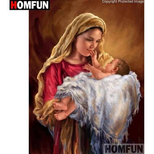 HOMFUN Full Square/Round Drill 5D DIY Diamond Painting "Religious beauty" Embroidery Cross Stitch 5D Home Decor Gift A18033