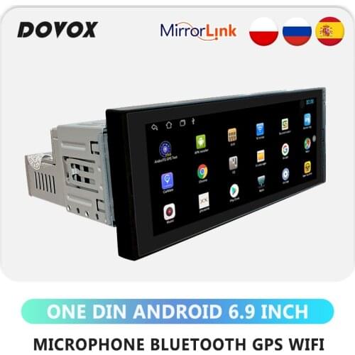 DOVOX One Din Android Car Radio GPS Car Multimedia Player Navigation Wifi 1din Autoradio 6.9" Screen Bluetooth Mirrorlink 1 Din