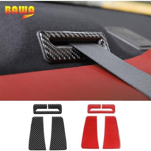 BAWA Carbon Fiber Car Seat Belt Panel Frame Interior Trim Sticker Decoration Accessories for Dodge Challenger 2015-2020