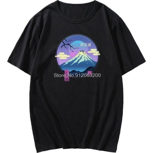 Japanese Landscape Mount Fuji Pattern short-sleeved T-shirt Male Tide Brand Punk mens Harajuku Summer short-sleeved T-shirt