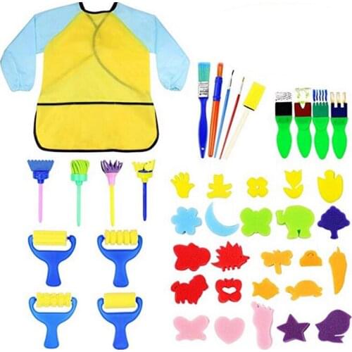 DIY Painting Tools Stamps Toys Flower Stamp Sponge Brush Set Art Supplies Cartoon Brush DIY Painting Tool Drawing Craft Toys