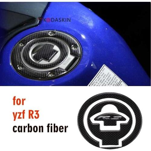 KODASKIN Real Carbon Fiber Tank Gas Cap Pad Filler Cover Sticker Decals fit for YAMAHA YZF R3