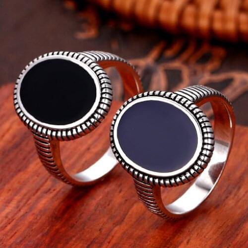 BOCAI S925 Sterling Silver Opening Rings 2021 Popular Black Crystal Glue Hand Ornaments Pure Argentum Gem Charm Jewelry Women