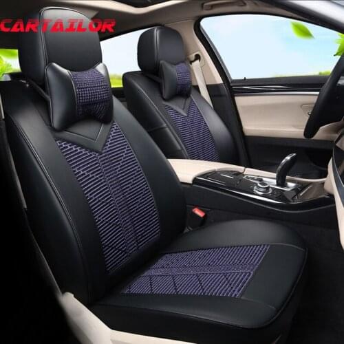 CARTAILOR Ice Silk Fabric Seat Cover Set for Volkswagen VW Scirocco Accessories for Car Seat Covers PU Leather Seats Protector