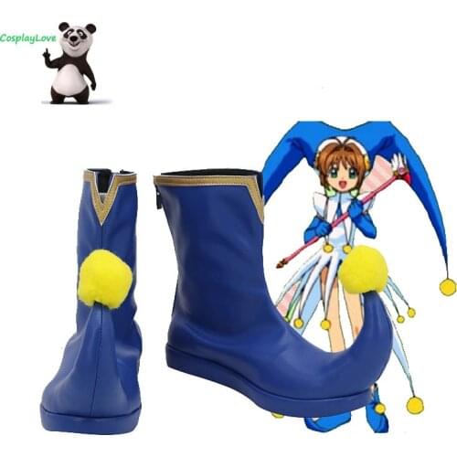 CosplayLove Cardcaptor Sakura Sakura Kinomoto Erase Card Blue Shoes Cosplay Long Boots Leather Custom Made For Party Birthday