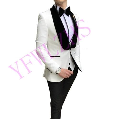 Handsome Groomsmen Shawl Lapel Groom Tuxedos Mens Wedding Dress Man Jacket Blazer Prom Dinner (Jacket+Pants+Tie+Vest) A220