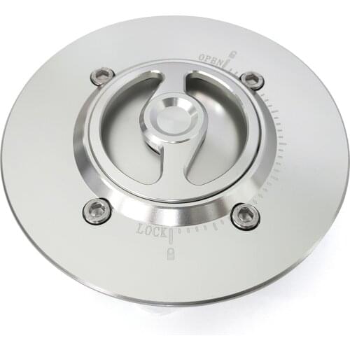 Motorcycle Gas Fuel Tank Cover push type For KAWASAKI NINJA 400 Keyless Quick Release Blanking Cap SLIVER