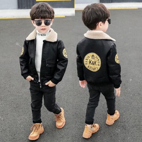 4 5 6 8 9 10 11 12 Years Children Boys Girl Basball Fur Zipper Biker Leather Jacket Winter Warm Fleece Coat Children Outer wear