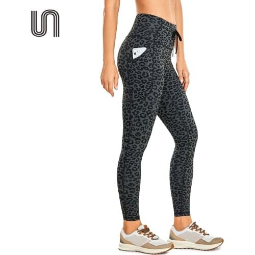 Womens Naked Feeling Yoga Pants 25 Inches - High Waisted Drawstring Workout Leggings with Pockets