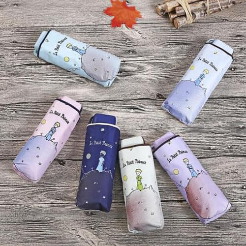 Cute Cartoon Little Prince Compact Umbrella Travel Mini Umbrella with Protection Portable Lightweight Sun & Rain Umbrella