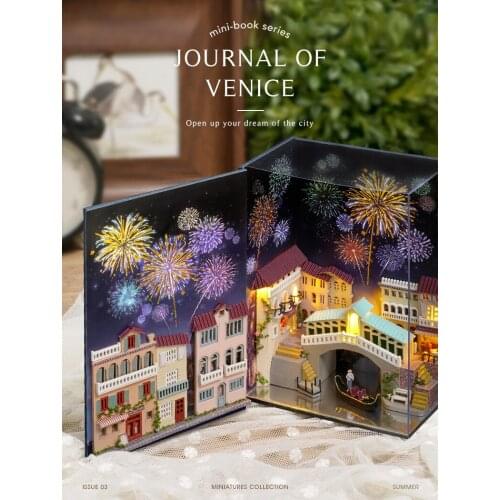 3D Mini Landscape Miniature House Water City Diary Hot Air Balloon Handmade DIY Toys For Children Girls Christmas Gift Art Home