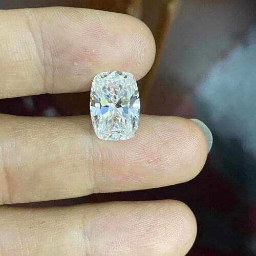 Mosangnai D VVS1 10x14mm 8 Karat Cushion Shape Lengthen Iced Crushed Cut Moissanite Diamond