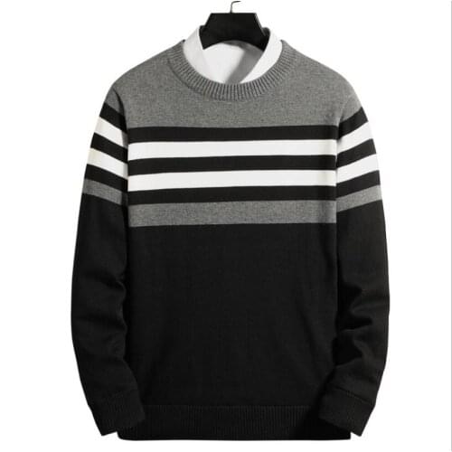 2021 Mens Sweaters Male Knitwear Sweater Warm Patchwork Round Collar Clothing Cotton Casual Pullovers Clthes